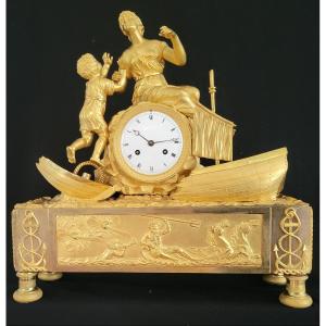 Empire Clock "the Shipwreck" In Gilt Bronze Circa 1805/1810 Attribued To Jean André Reiche
