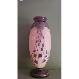 Schneider Vase, French Glass, Charder Model "necklaces Art Deco Period"