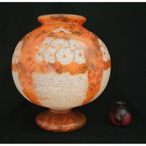 Vase  Boule Art Déco  Schneider Modèle Glycines  Signé Charder Et Le Verre Français 1927-191926