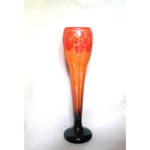 Monumental Schneider Vase Model "cardamines" Signed Le Verre Français 1924/1927