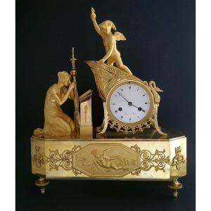 Gilt Bronze Mantel  Clock "the Oath Of Love" Or "the Art Of Loving" By Ovide Circa 1805