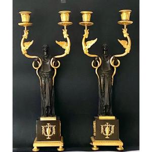 Pair Of  Candelabras , Empire , Circa 1810.