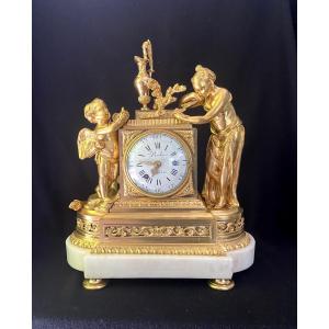 Louis XVI Period Clock "the Mourner" Attributed To The Bronzier François Vion