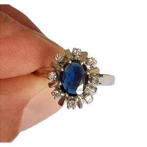 White Gold Ring Set With A Sapphire