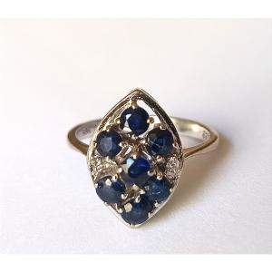 White Gold Ring Set With Seven Small Sapphires