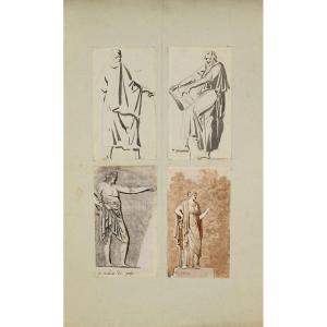 Pierre Fontaine - Four Studies Based On Statues From The Vatican