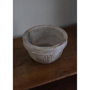 White Marble Bowl With Grey Veining
