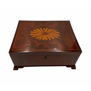 Large Victorian Box, Mahogany On Oak, England Circa 1840