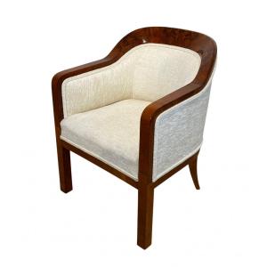Biedermeier Bergere Chair, Walnut Veneer, Austria, Vienna Circa 1840