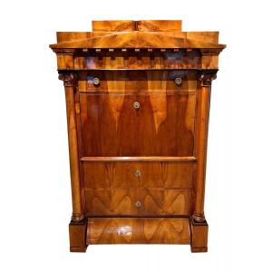 Biedermeier Secretaire, Cherry, Maple, Brass, South Germany Circa 1830