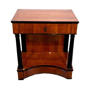 Biedermeier Console Table, Cherry Veneer, Solid Columns, South Germany Circa 1820