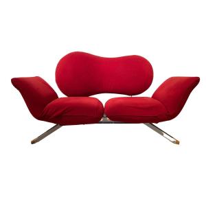 Convertible Design Sofa By Bonaldo, Red Fabric, Italy Circa 1980