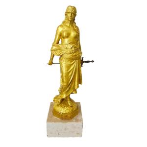 Jugendstil Sculpture 'judith', Signed E. Tell, Gilt Bronze, Austria Circa 1910