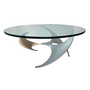 Coffee Table By Knut Hesterberg, Aluminum And Glass, Germany, 1960s