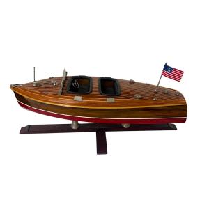 Miniature Motorboat, Chris-craft, Various Woods, Metal And Lacquer, Usa Circa 1950