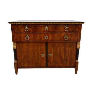 Empire Half-cabinet, Walnut, Gold Leaf, Brass, Austria Circa 1815