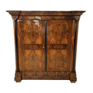 Biedermeier Armoire, Walnut Veneer, South Germany Circa 1820