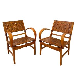 Pair Of 'gelenka' Armchairs, Solid Beech, Germany, Circa 1950