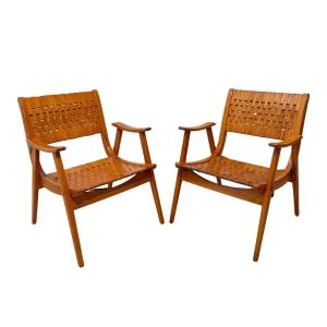 Pair Of 'gelenka' Armchairs, Solid Beech, Germany, Circa 1950