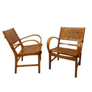 Pair Of 'gelenka' Armchairs, Solid Beech, Germany, Circa 1950
