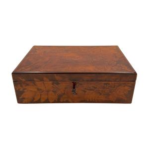 Late Biedermeier Jewelry Box, Beechwood, Printed, Germany, Circa 1840