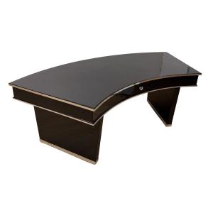 Art Deco Desk, Black Lacquered Metal, France, Circa 1950