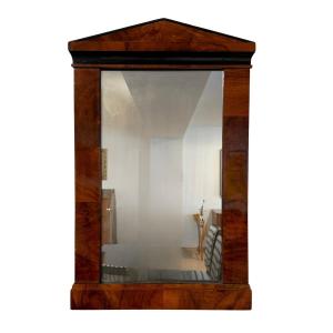 Biedermeier Wall Mirror, Walnut Veneer, Cabinetwork, Austria, Circa 1820