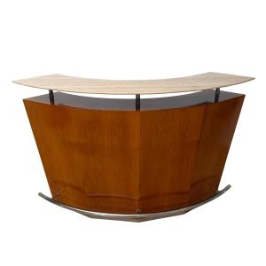 Mid-century Bar Counter, Teak, Metal, Travertine, Italy, Circa 1970