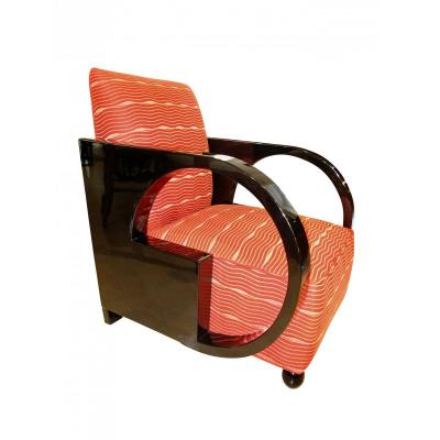 Art Deco Club Chair, Black Lacquer, France Circa 1930