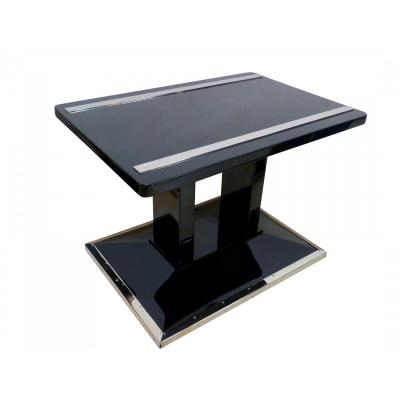 Bauhaus Side / Former Luggage Table, Black Lacquer And Chrome, Austria, Around 1920