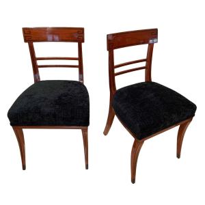 Pair Of Biedermeier Side Chairs, Mahogany, Austria / Vienna Circa 1820