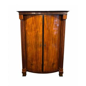 Biedermeier Armoire, Walnut Veneer, Full Columns, Austria / Vienna Circa 1825
