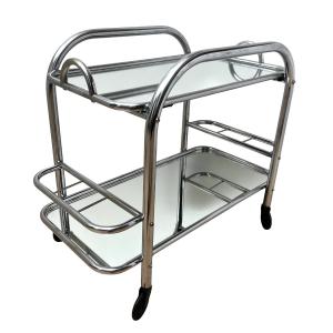 Art Deco Bar Or Service Trolley, Chrome Steel Tubes, France Circa 1925