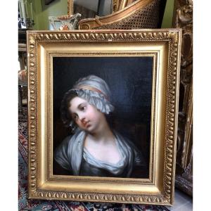 Portrait Of A Young Girl With A Bonnet After Jean Baptiste Greuze 
