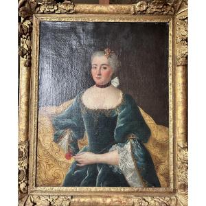 Portrait Of An Elegant French School Follower Of Louis Richard François Dupont 1731 1765