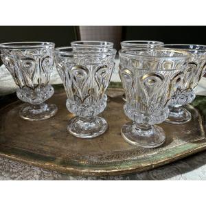Set Of Six Baccarat Crystal Glasses Or Goblets From The Charles X And Louis Philippe Periods 