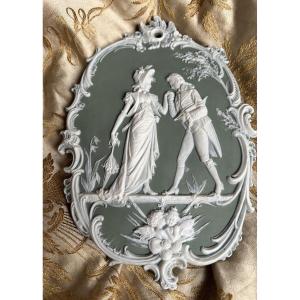 Jasperware Or Porcelain Biscuit Plaque In The Style Of The Wedgwood Manufactory, 19th Century 