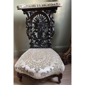 Prie Dieu Wooden Sculpted And Lacquered Black, Napoleon III Period