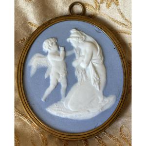 Wedgwood Medallion In Blue Jasperware From First Half Of The 19th Century
