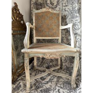 Regency/louis XV Style Cane Armchair