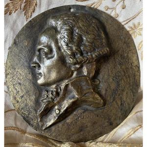 Bronze Medallion Portrait Of Maximilien Robespierre After David d'Angers, 1835