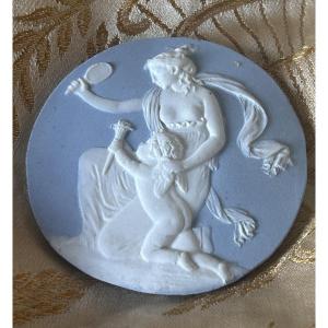 19th-century Wedgwood Medallion In Blue Jasperware