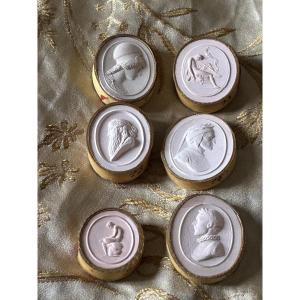 Ensemble d'Intailles En Plâtre Teinté Grand Tour Style Work, Late XVIIIᵉ - Early XIXᵉ Century