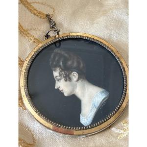 Miniature On Ivory, Portrait Of The Singer Caroline Jagemann After Charles Bourgeois, Circa