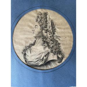 Antique Portrait Of Louis XIV After Simon Thomassin Late 17th Century