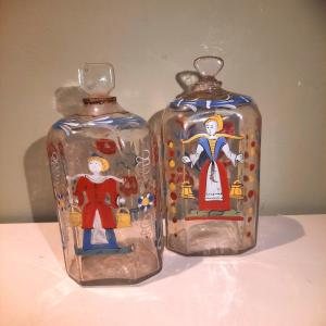  Of 18th Century Swiss Flueli Painted Bottle