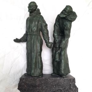 ;;; And God In All That?;;;; Sculpture In Terra Cotta Green Bronze Patina 