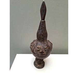 Bronze Kohl Pot From The Luba Ethnic Group.....