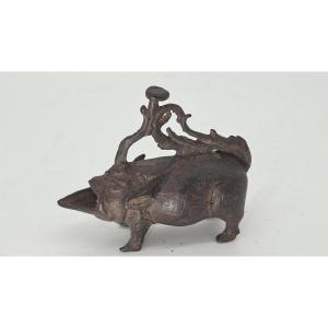 Iranian Lamp With Mongoose Burner Or Rare Javanese Majapahit Lamp