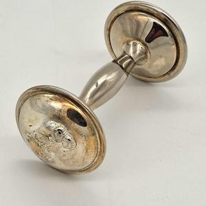 Double Silver Teddy Bear Rattle